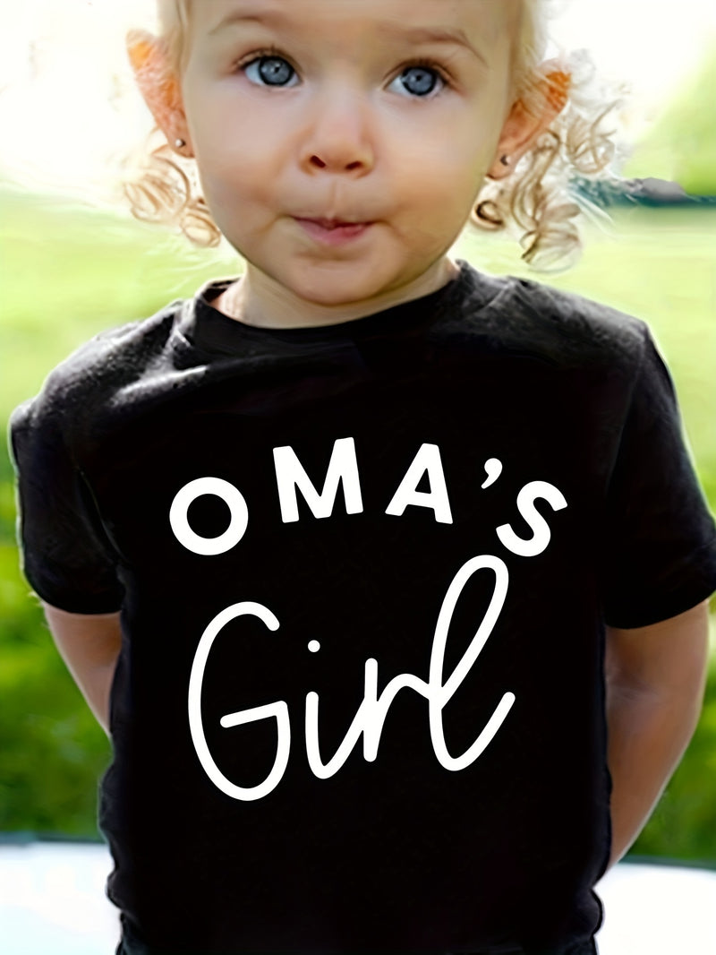 OMA's GIRL Print Tee Girls' Casual & Trendy Crew Neck Short Sleeve.