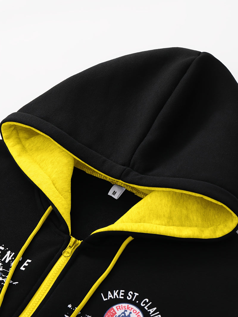 Men's Hooded Letter Print Hoodie Sports Running 2pcs Hoodie Casual Suit.