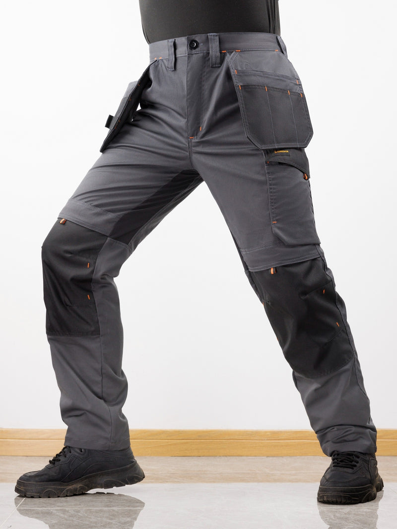 Men's Elastic Cargo Pants with Multiple Pockets, All-Season Style.