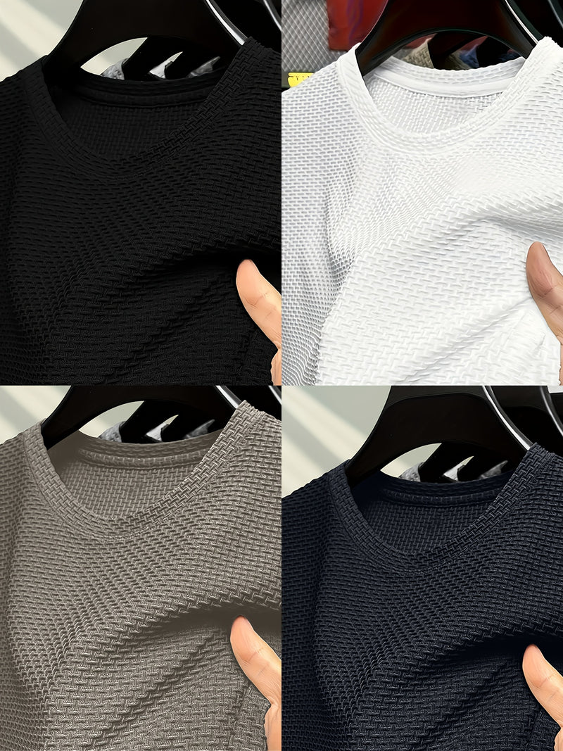 4pcs Men's Summer Casual Crew Neck Short Sleeve T-Shirts.