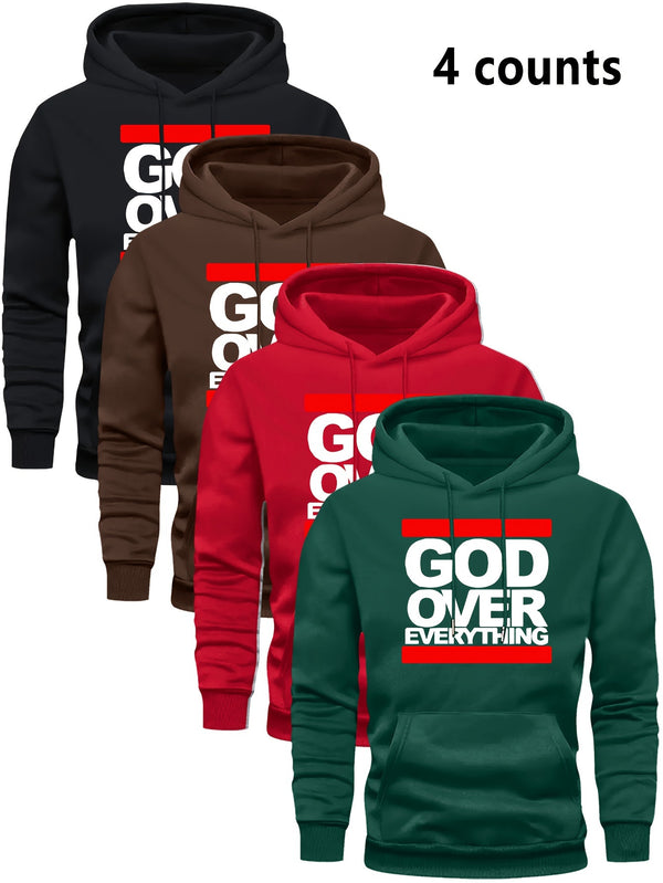 4 Counts Hooded Sweatshirt Fleece Men's Casual Versatile Fashion.