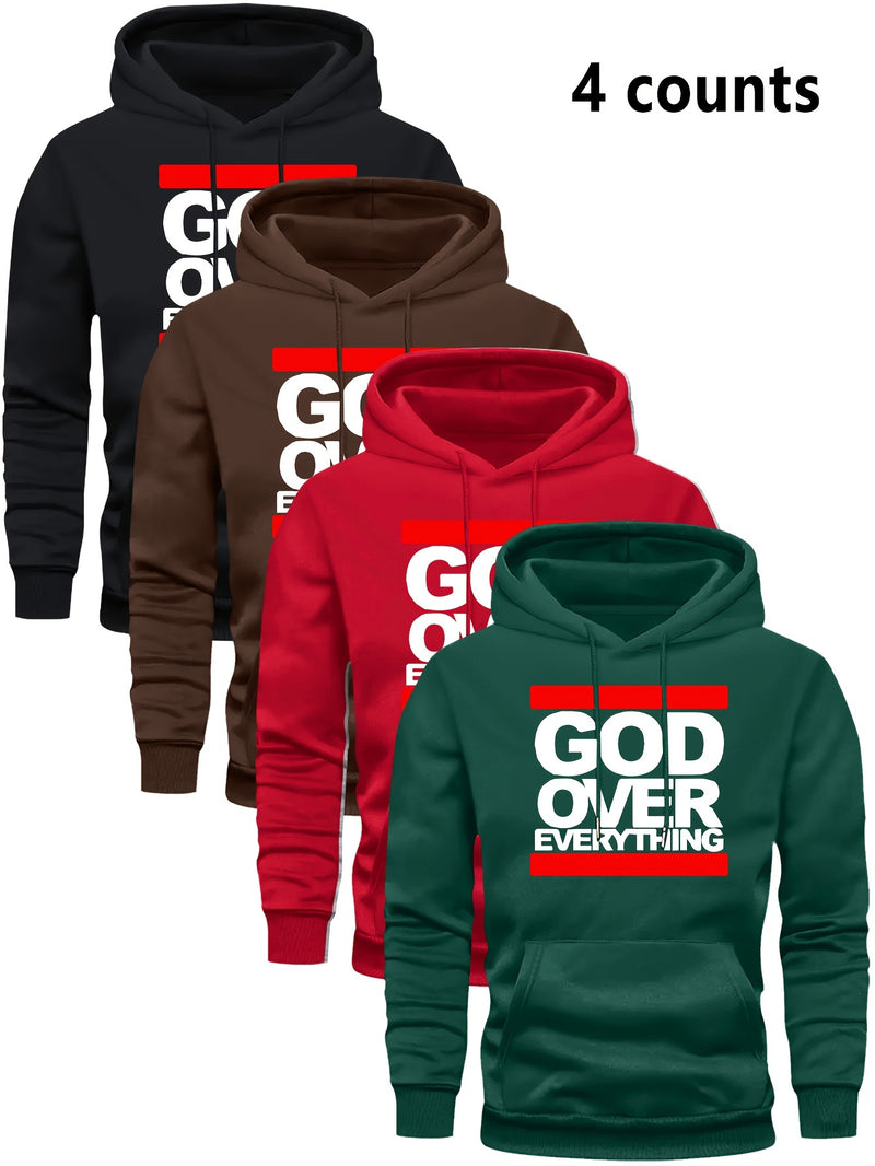 4 Counts Hooded Sweatshirt Fleece Men's Casual Versatile Fashion.