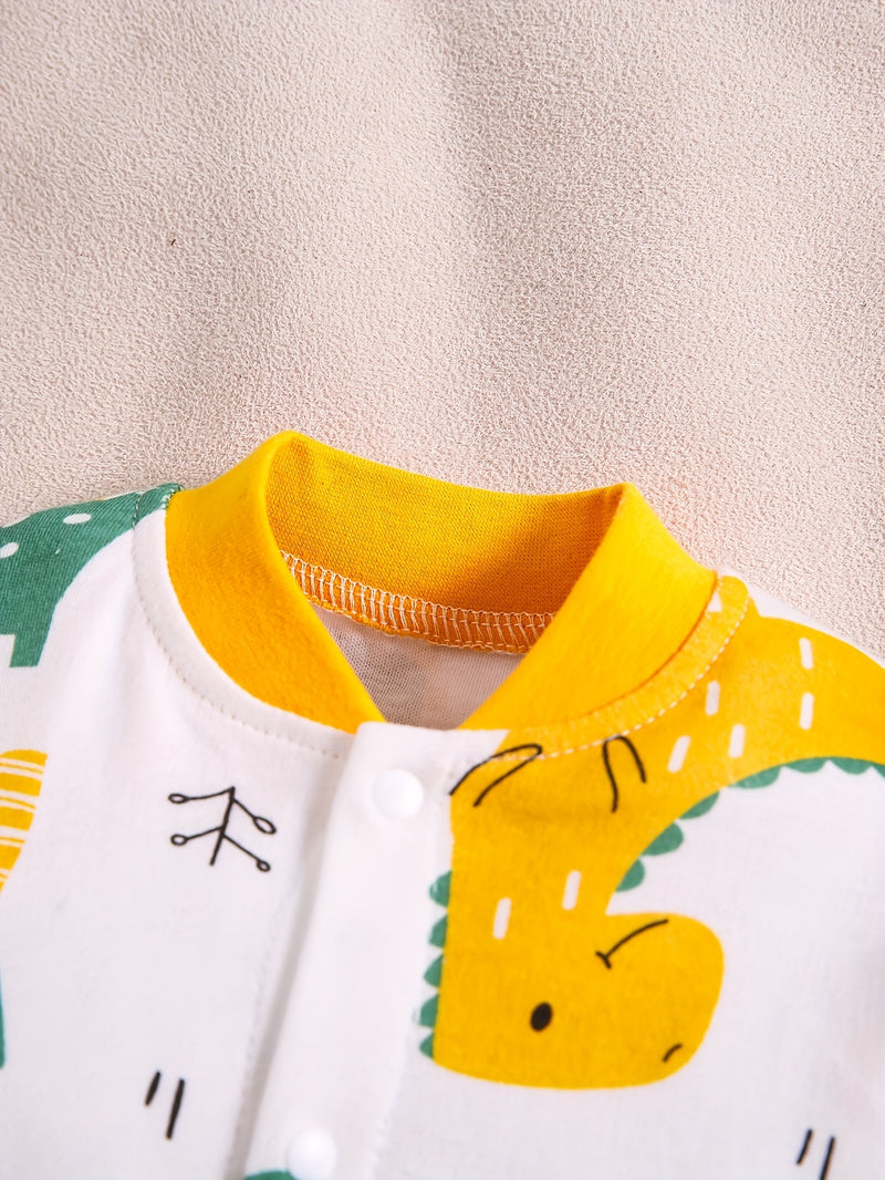 1pc Long Sleeve Knitted Bodysuit with Full Print.