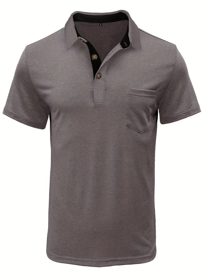 Men's Plaid Collar Pocket T-shirt.