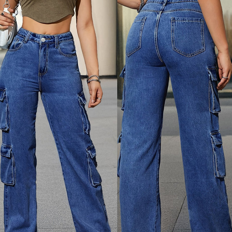 Women’s Mid-Blue Stretchy Work Pants.