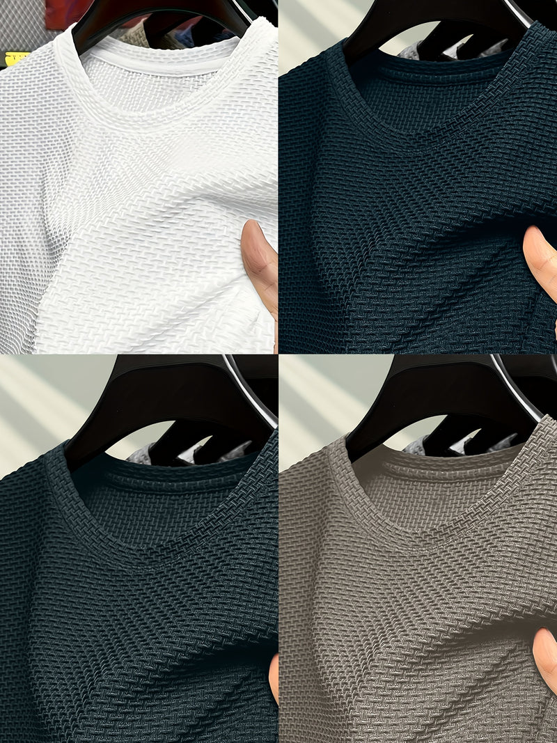 4pcs Men's Summer Casual Crew Neck Short Sleeve T-Shirts.
