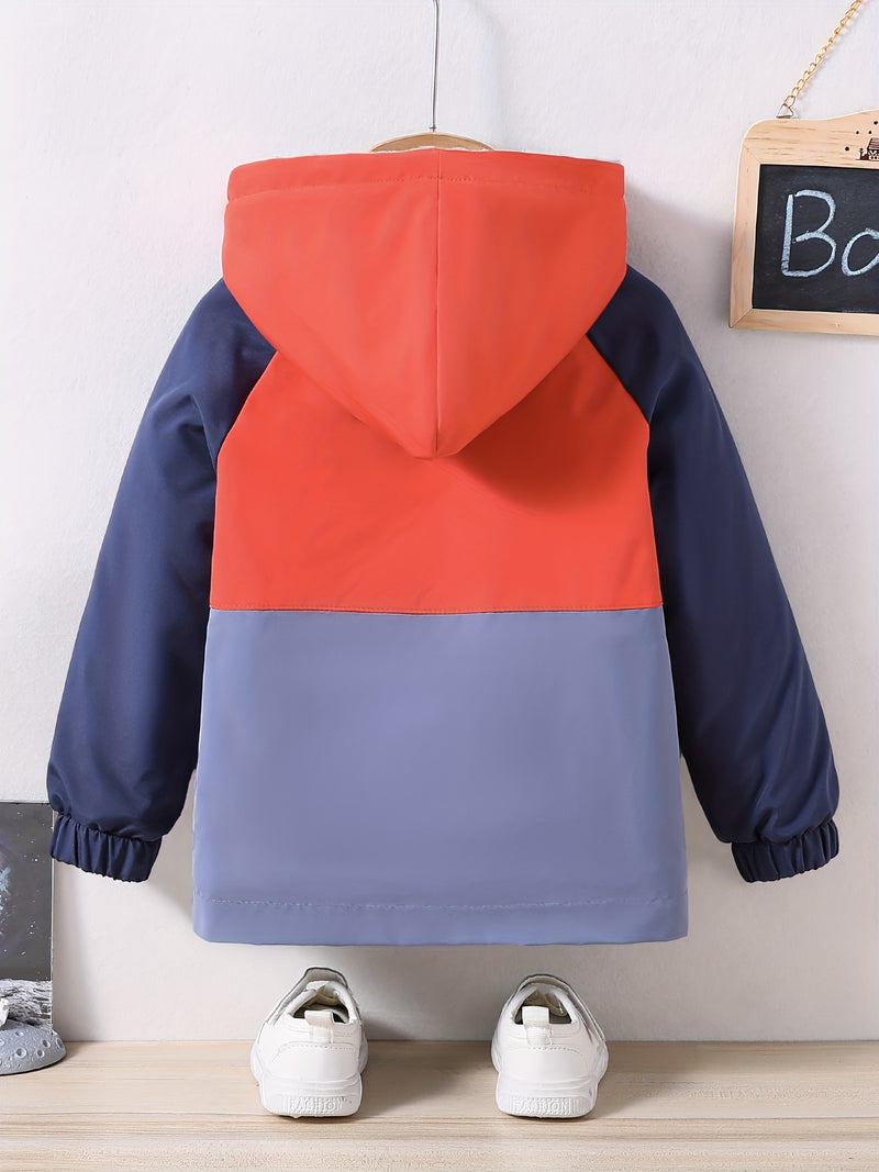 Boys' Casual Hooded Windbreaker Jacket.