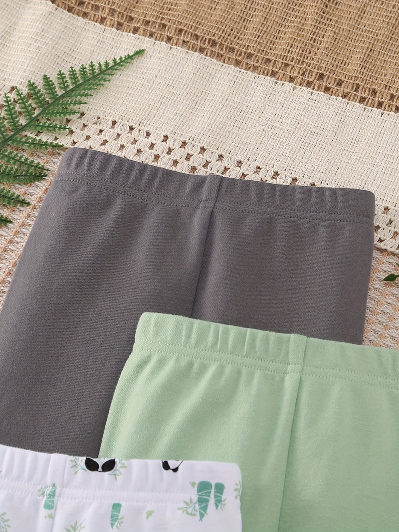 Six-Piece Set of Comfortable Cartoon Panda And Lion Print Long Pants for Baby.