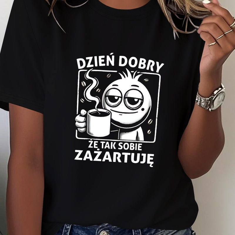 Women's T-Shirt Made of Pure in a Fun Polish Design.