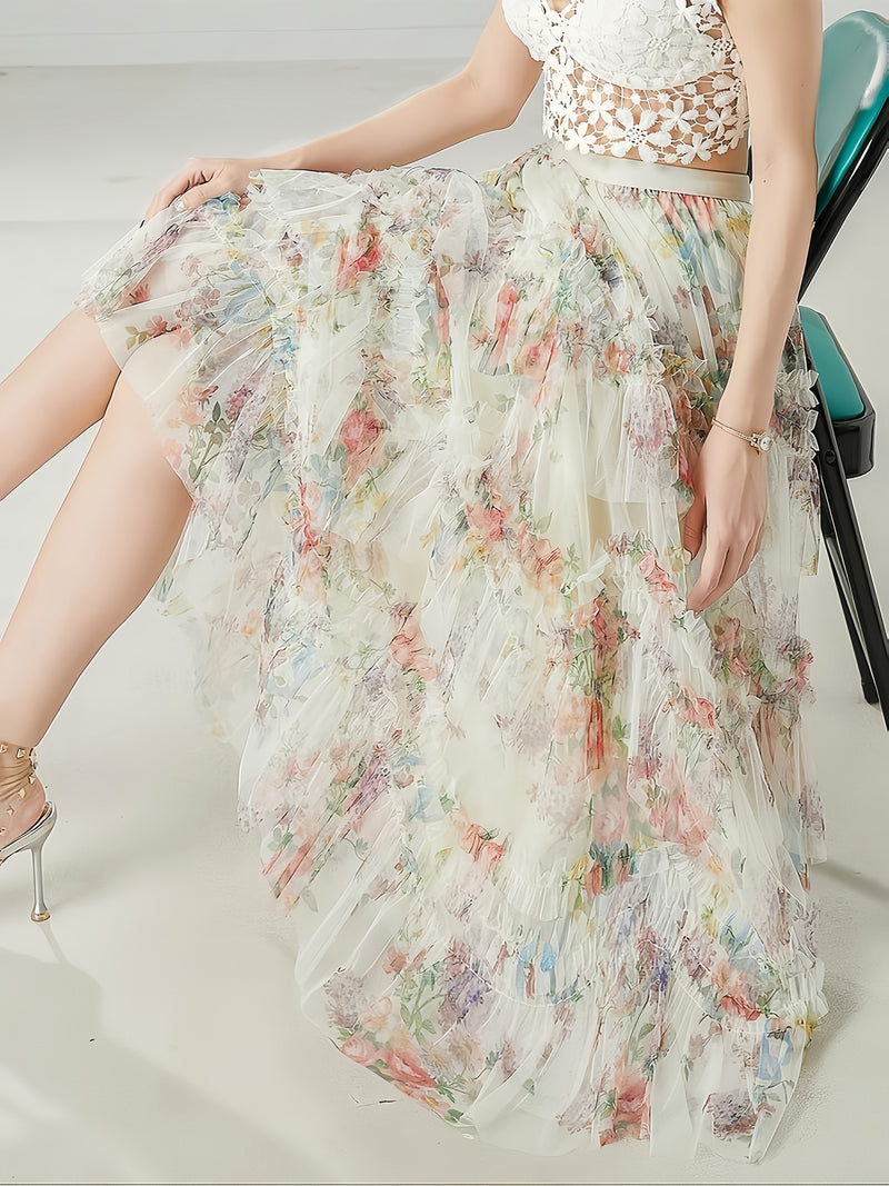 Women’s Elegant Plus-Size Layered Tulle Skirt.