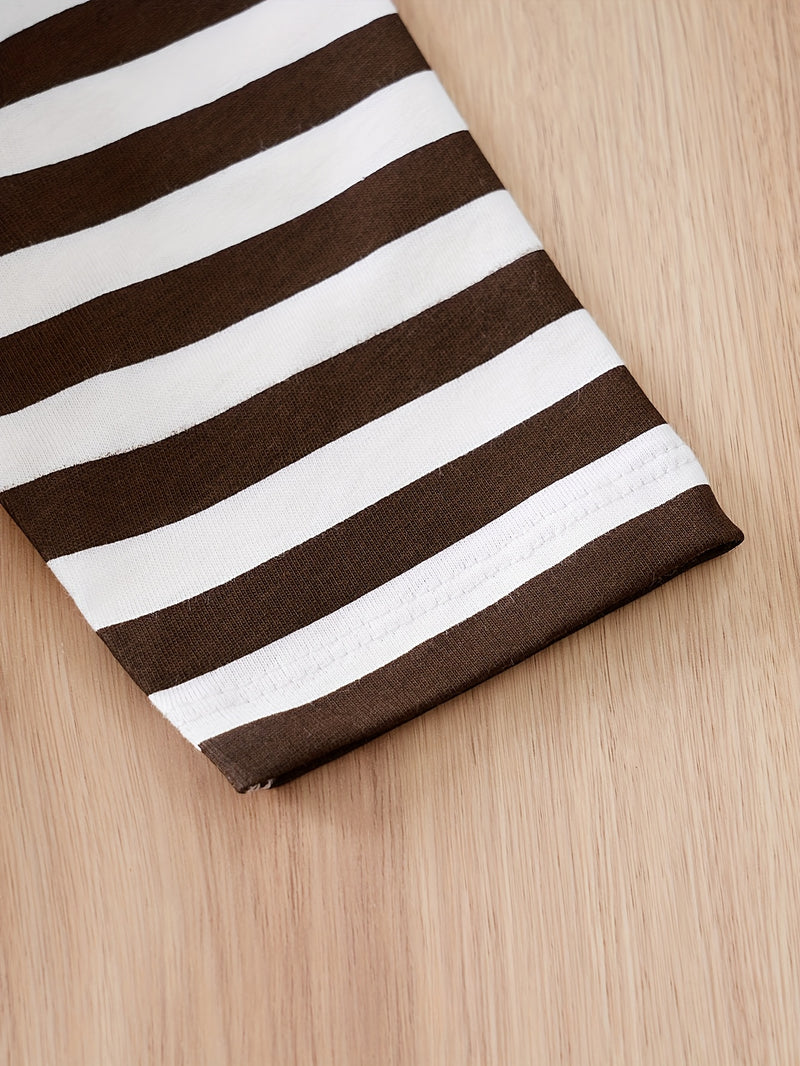 Cotton Striped Yellow Giraffe with Faux Suspenders, Three-Dimensional Design.