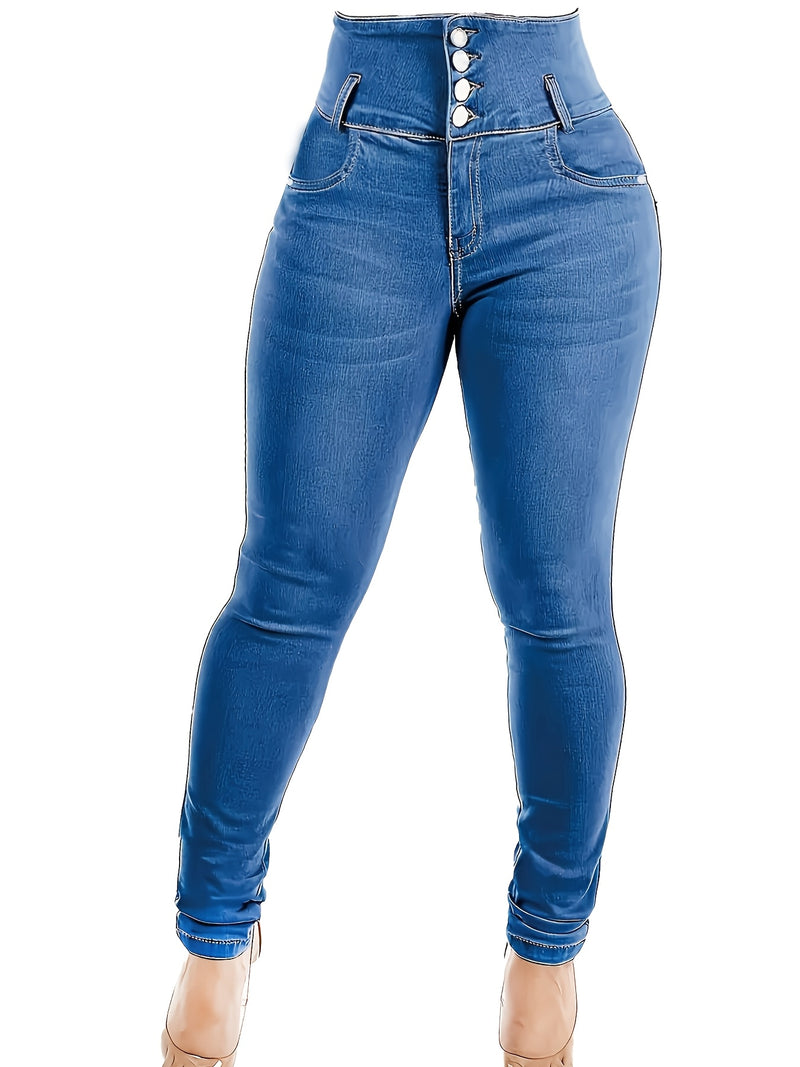 Women's Fashionable High-Waisted Skinny Jeans.