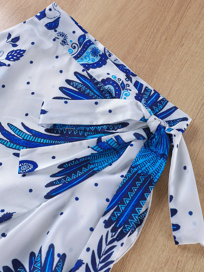 Women's Top and Animal Print Skirt 2pcs Set.