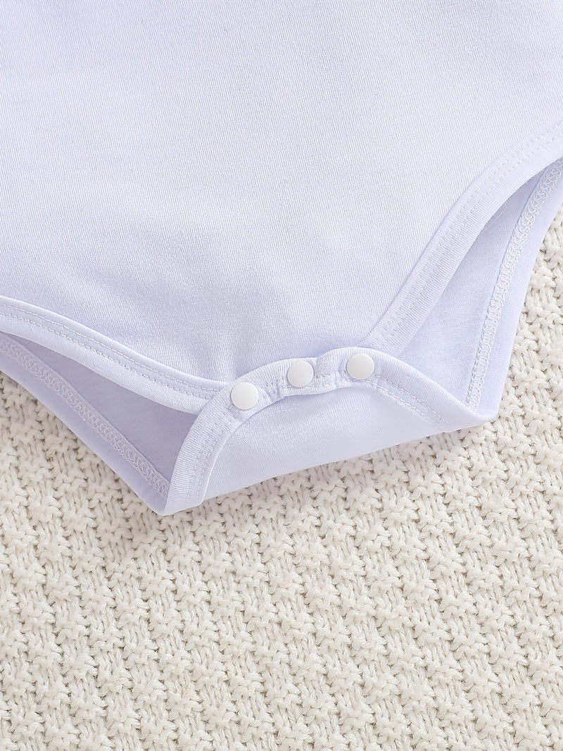 Baby 3pcs Set Bodysuit, Baby Summer Round Neck Striped Bodysuit.