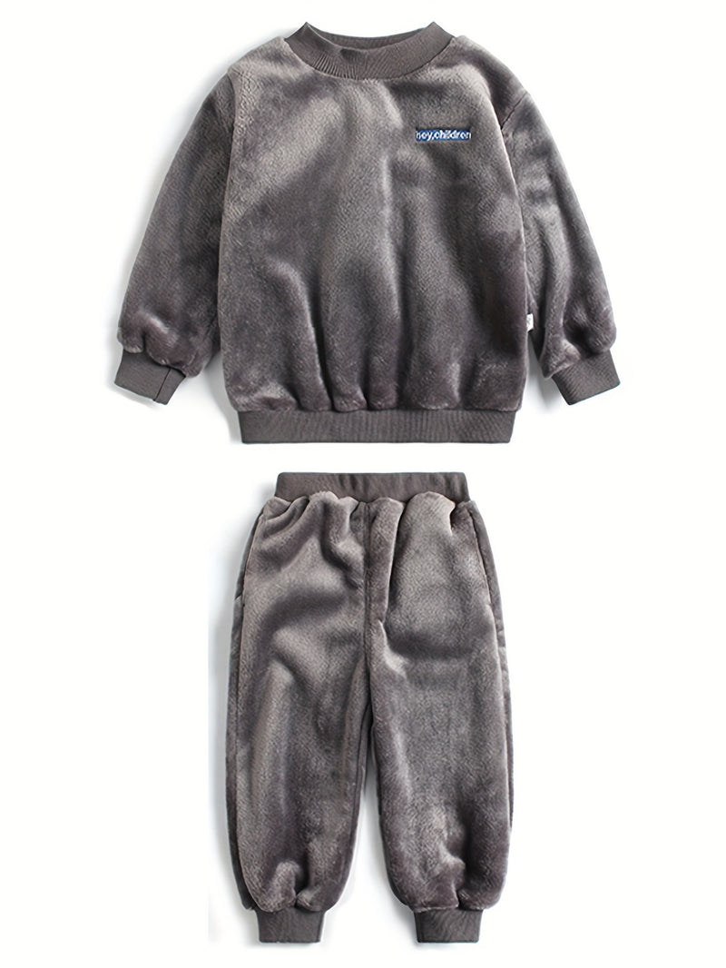 Coral Fleece Set with Fashionable Embroidery.