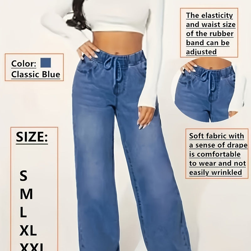 A Pair of Women's Stylish Loose-Fit Straight-Leg Jeans.