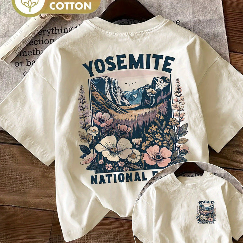 Women’s Summer Vintage Style Double-Sided Printed T-Shirt.