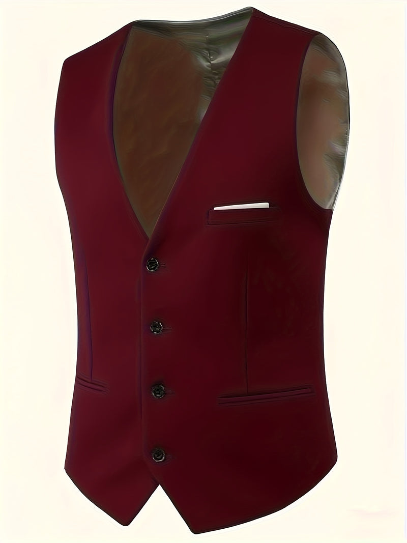 Men's 3pcs Suit with Notch Lapel, Business Formal Set, Includes Jacket.