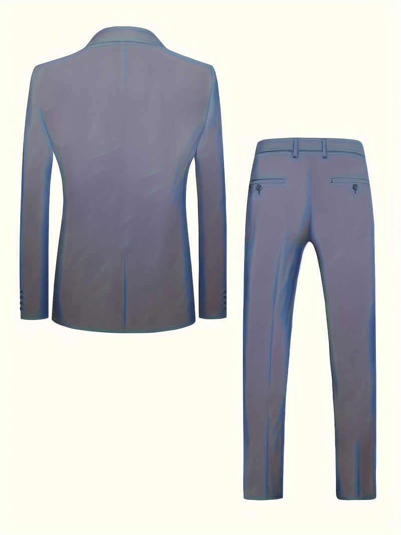 Men's Classic One-Button Suit - 3pcs Suit.