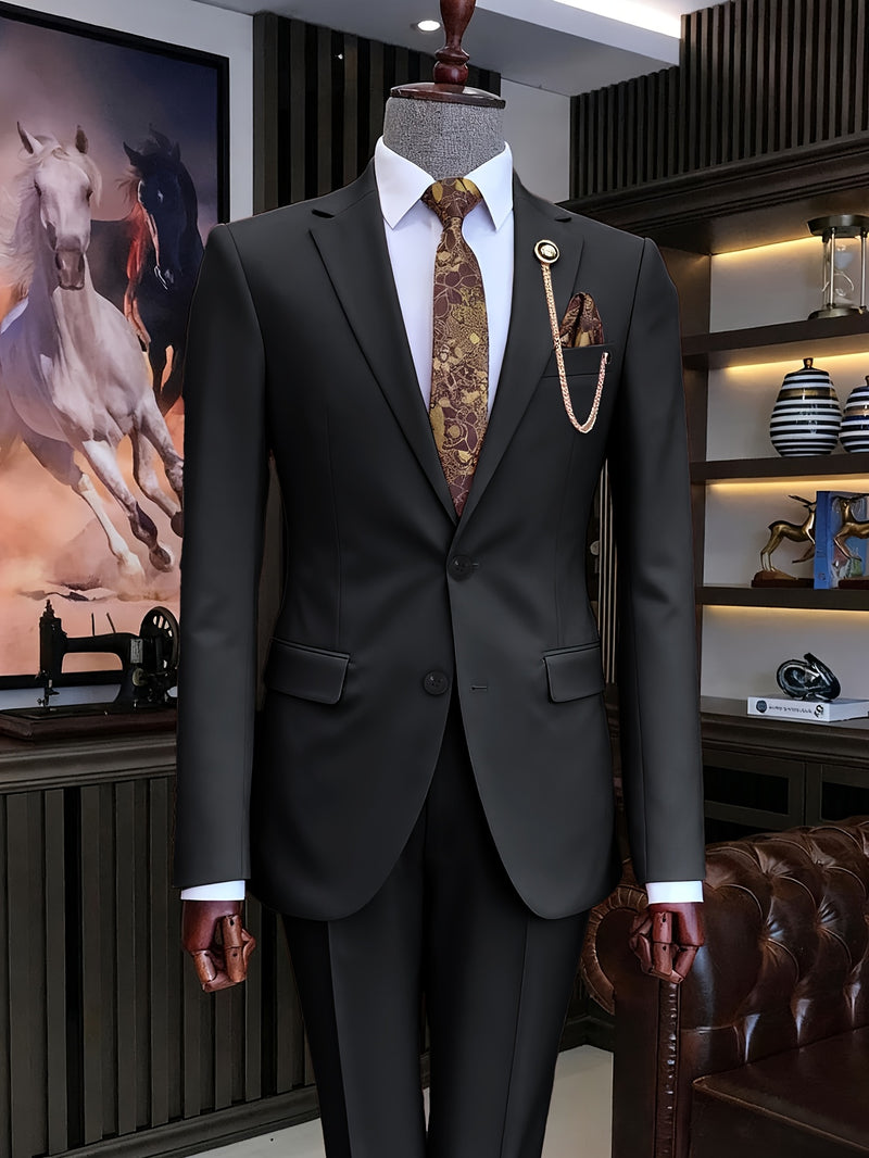 A Men'S Two-Piece Suit Featuring a Easy And Stylish Design.