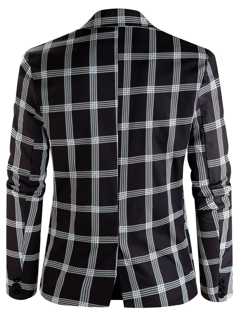 2pcs Men'S Casual Fashion Patchwork Plaid Suit | Non-Stretch Fabric.