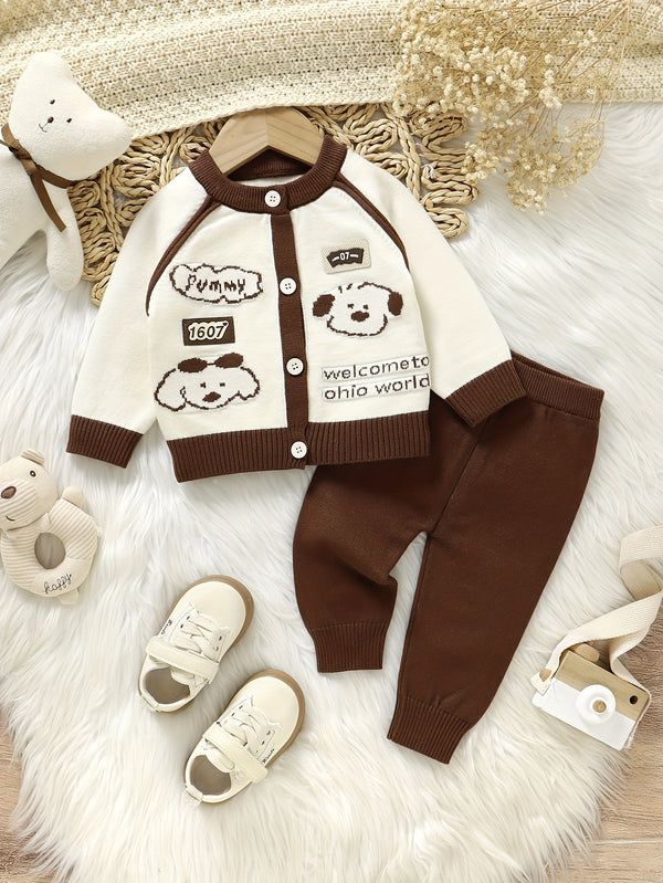 Boys' Stylish and Cute 2pcs Set with Puppy Pattern.