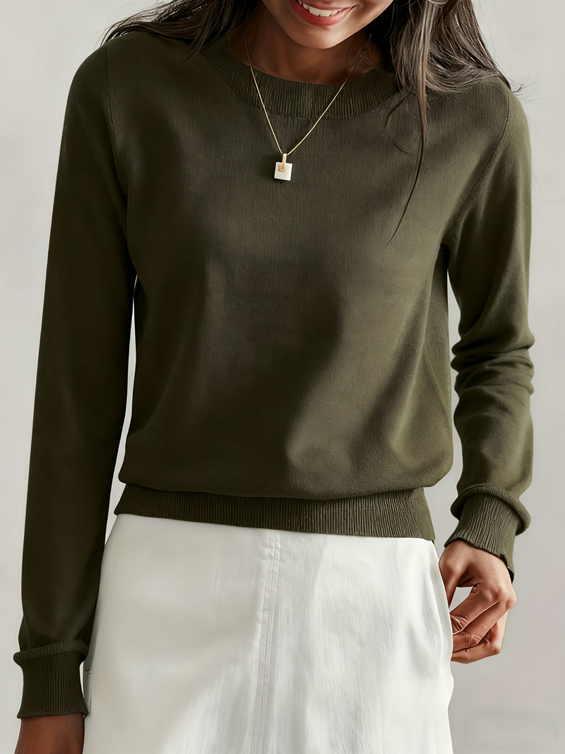 Women's Fashion Round Neck High-end Versatile Base Layer Top.