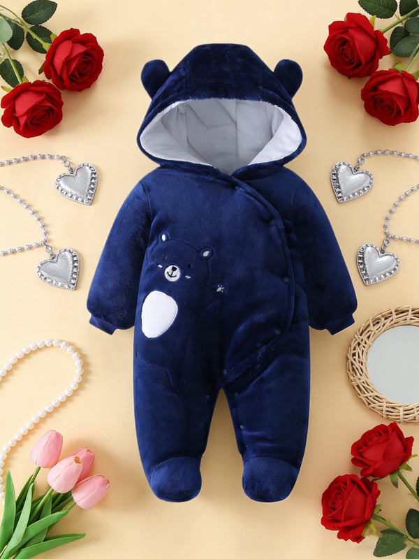 Unisex & Fleece-Lined Thermal Romper with Hooded Hood.