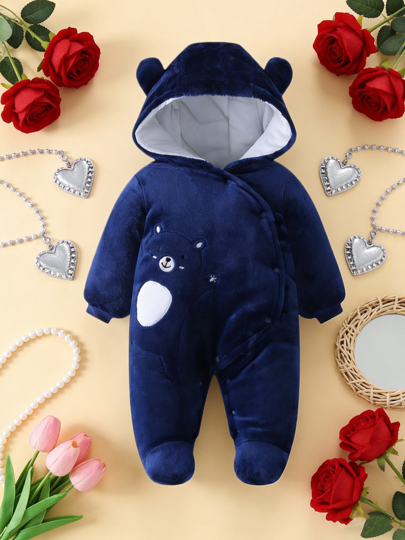 Unisex & Fleece-Lined Thermal Romper with Hooded Hood.