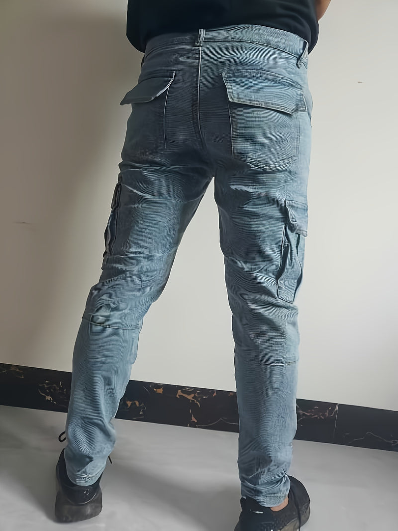Men's Trendy Casual Long Pants with Multiple Pockets.