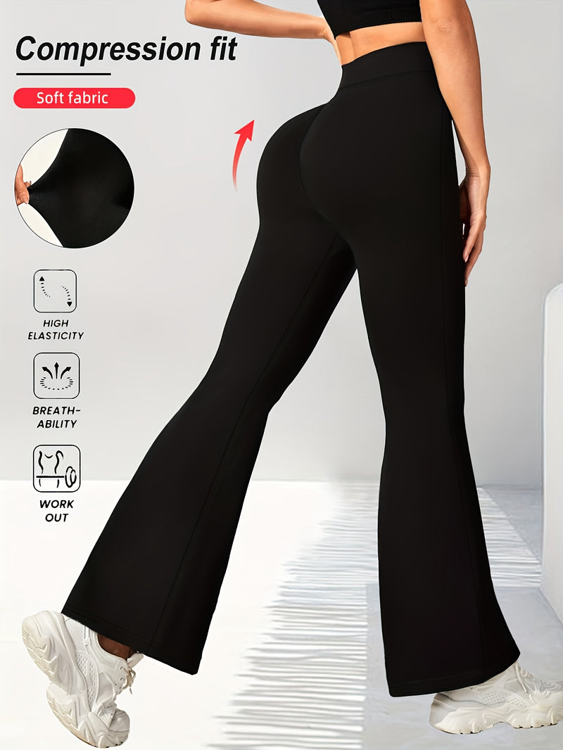 2pcs Women's High-Waisted Wide-Leg Bell-Bottom Tummy Control Pants.