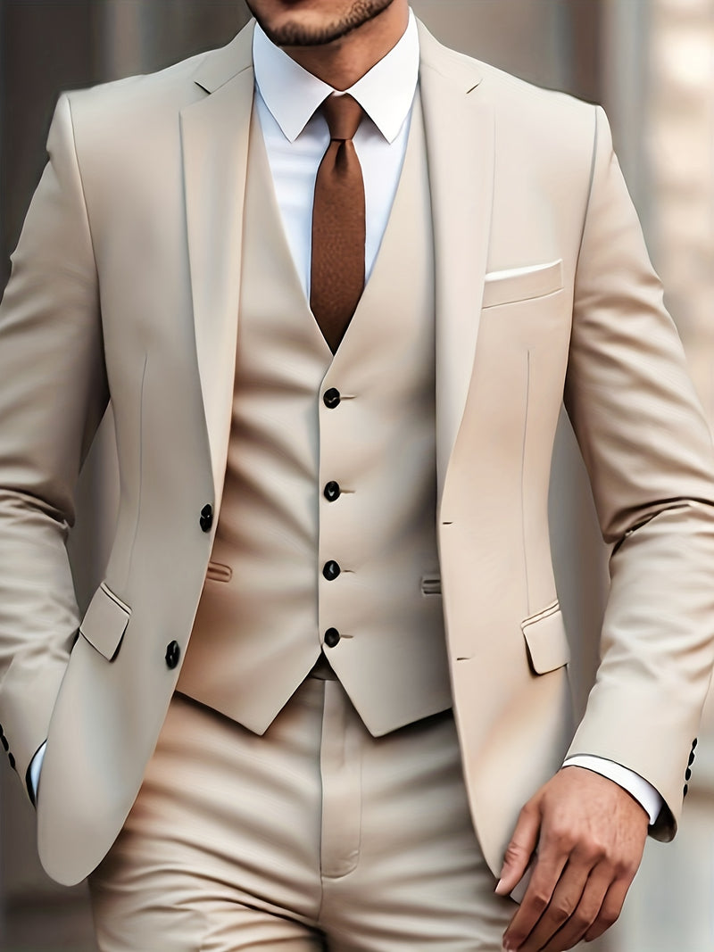 Men's 2pcs Wedding Suit Set - Slim Fit Business Suit Jacket.