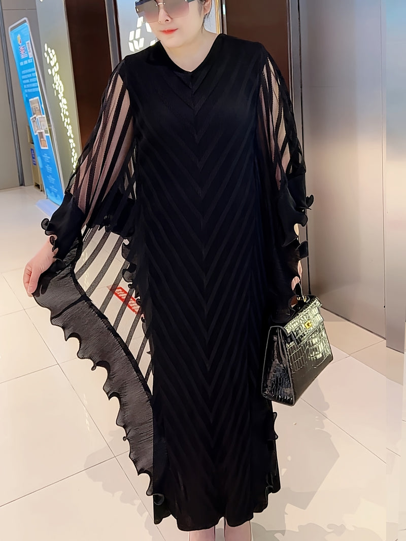 Women’s Elegant Long Dress with Stylish Pleats.