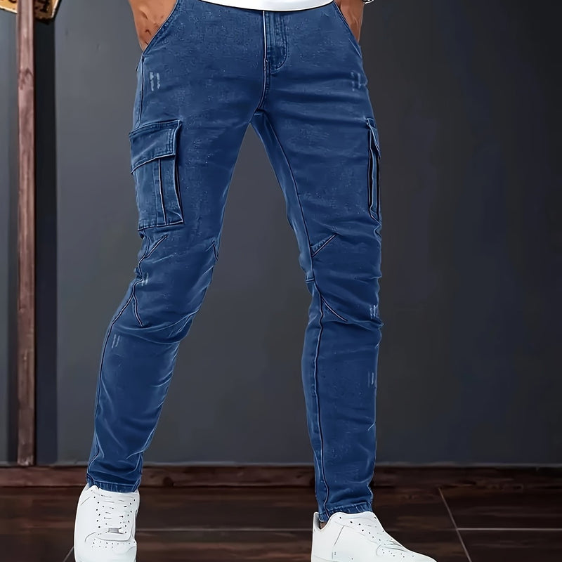 Men's Trendy Casual Long Pants with Multiple Pockets.