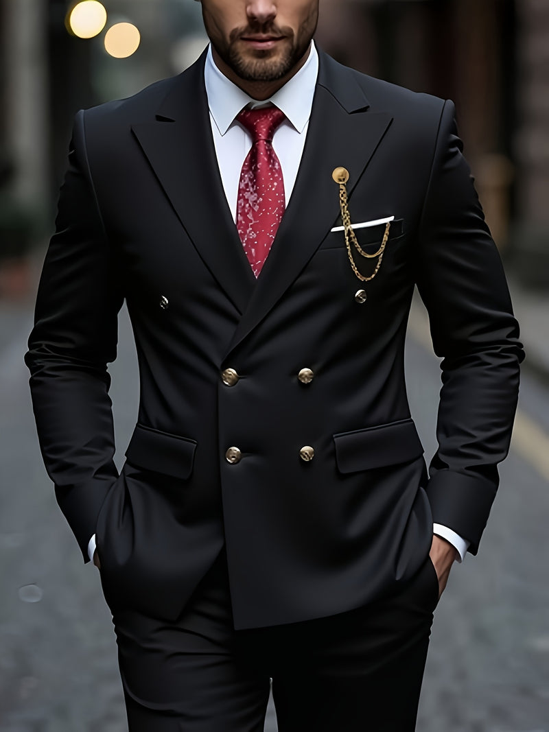 Men's 2pcs Wedding Suit Set - Slim Fit Business Suit Jacket.