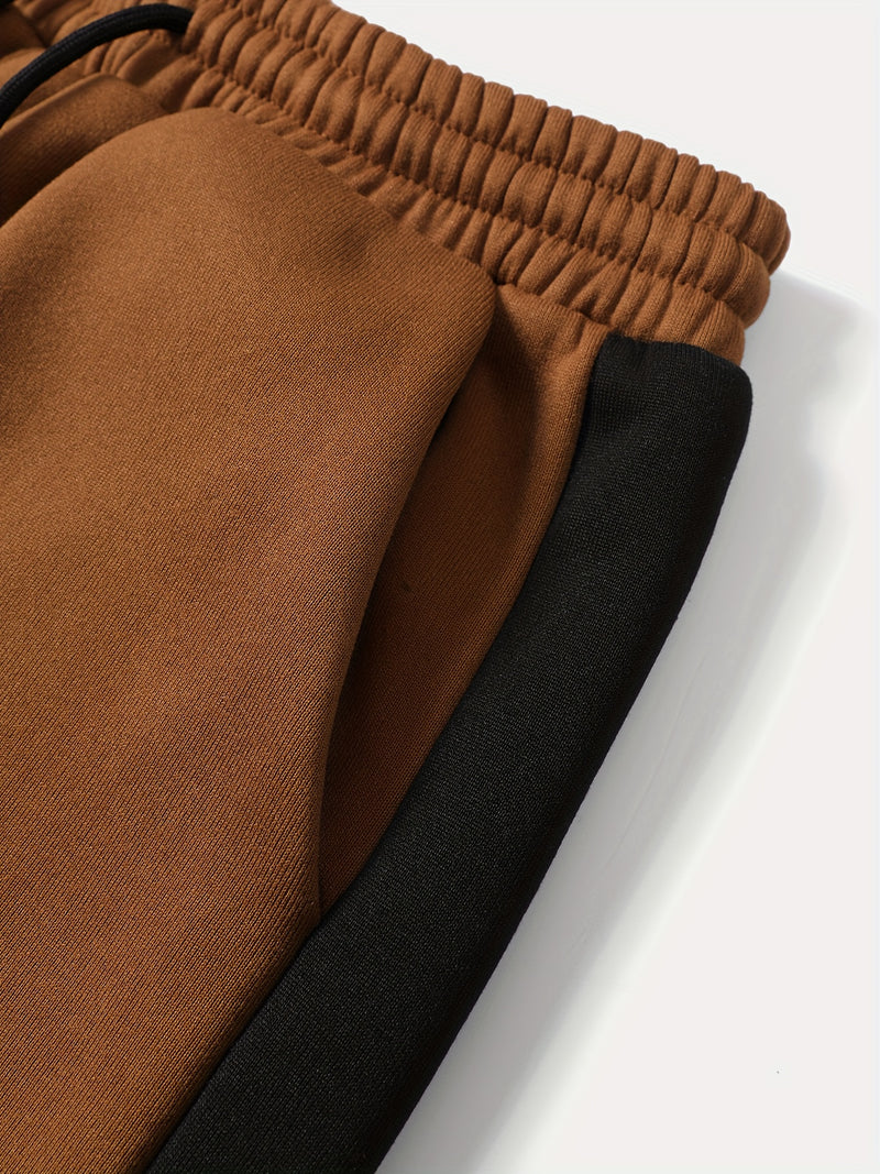 Men's Autumn And Winter Zip-Up Long Sleeve Sweatshirt And Long Pants Set.