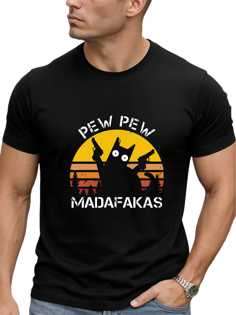 Men's And Women's T-Shirt - Black Pew Pew Madafakas Graphic.