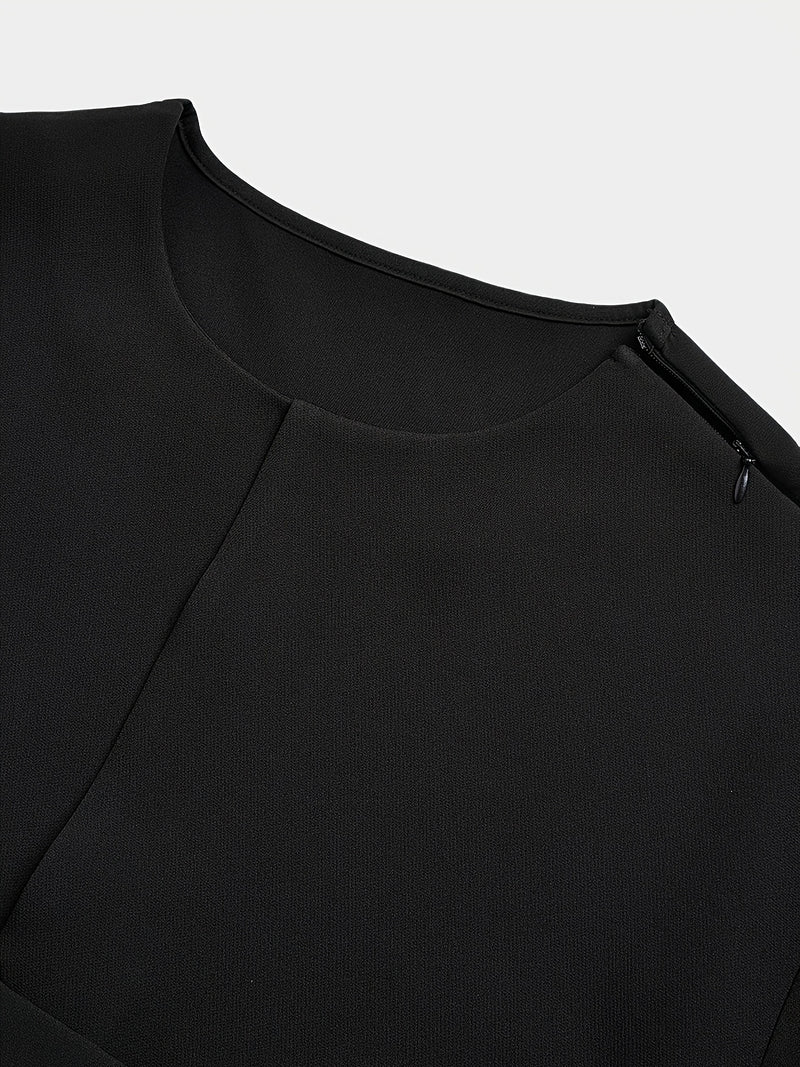 Men'S Suit, Short-Sleeved Top, Round Neck, Fake Pocket Design.