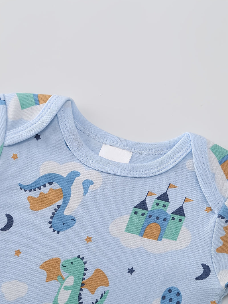 5pcs Baby Boy Bodysuit Set - Soft And Comfortable Short Sleeve Set.