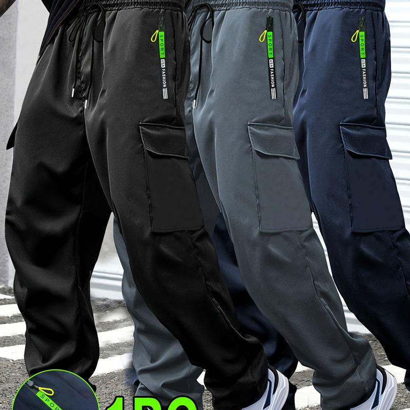 Men's Outdoor Casual Cargo Pants - Made from Polyester Fabric.