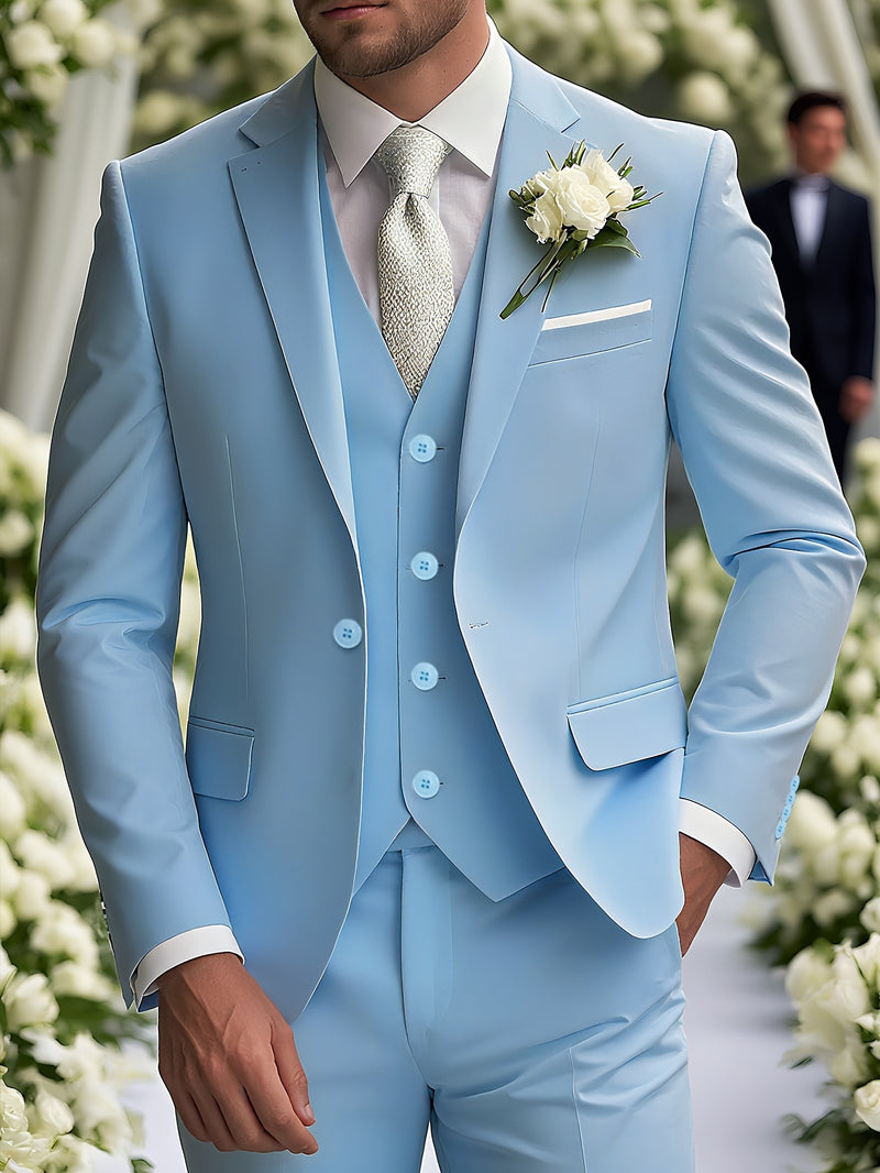 High-End Men's Formal Three-Piece Suit Set, Including a Blazer.