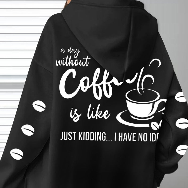 Women's Cozy Coffee Graphic Hoodie.