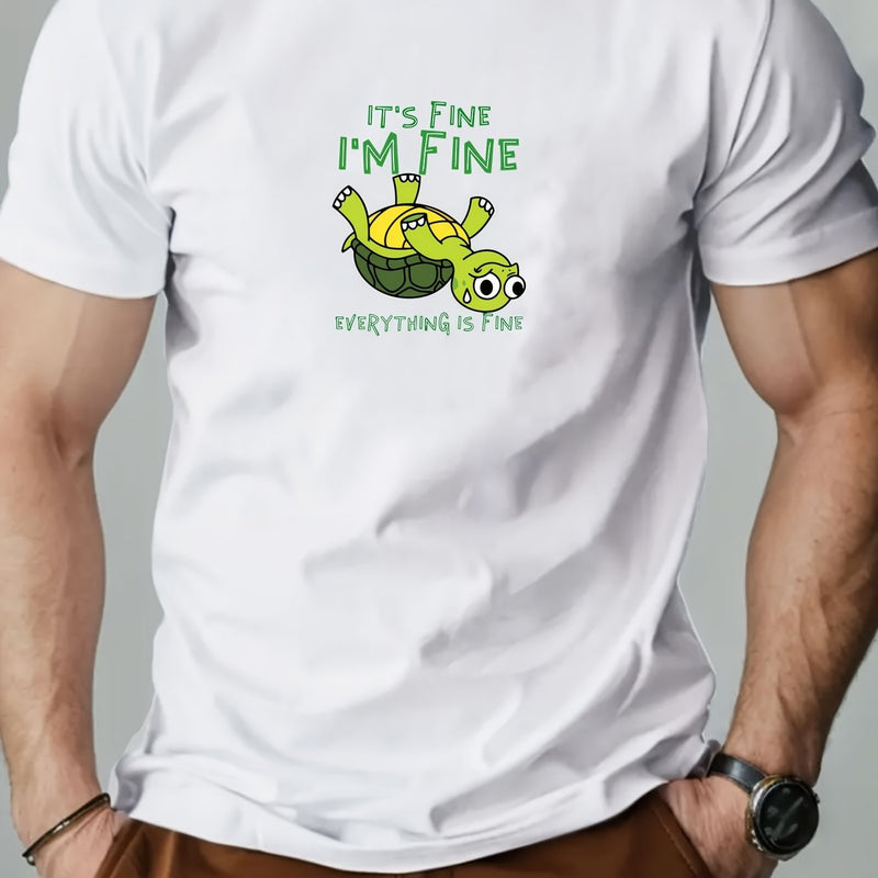 Men's "IT's FINE I'M FINE" Graphic Summer Casual Crew Neck.