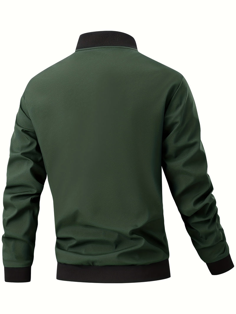 Men'S Casual Bomber Jacket | Spring-Autumn, Non-Stretch, Baseball Collar.