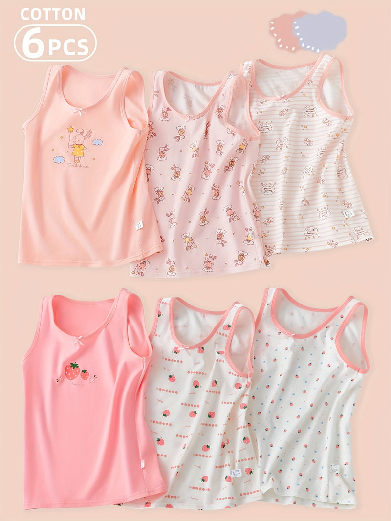 6-Pack Girls Tank Tops, Soft and Comfortable Fabric.