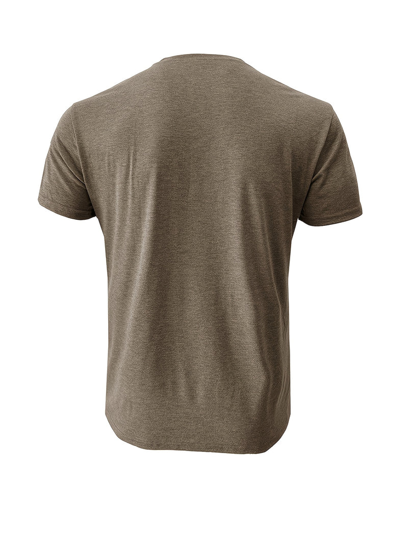 Men's Henley Round Neck Short Sleeve T-Shirt.