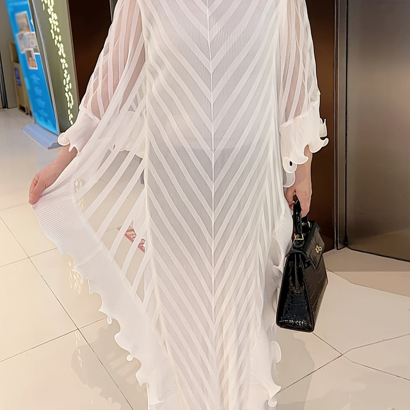 Women’s Elegant Long Dress with Stylish Pleats.