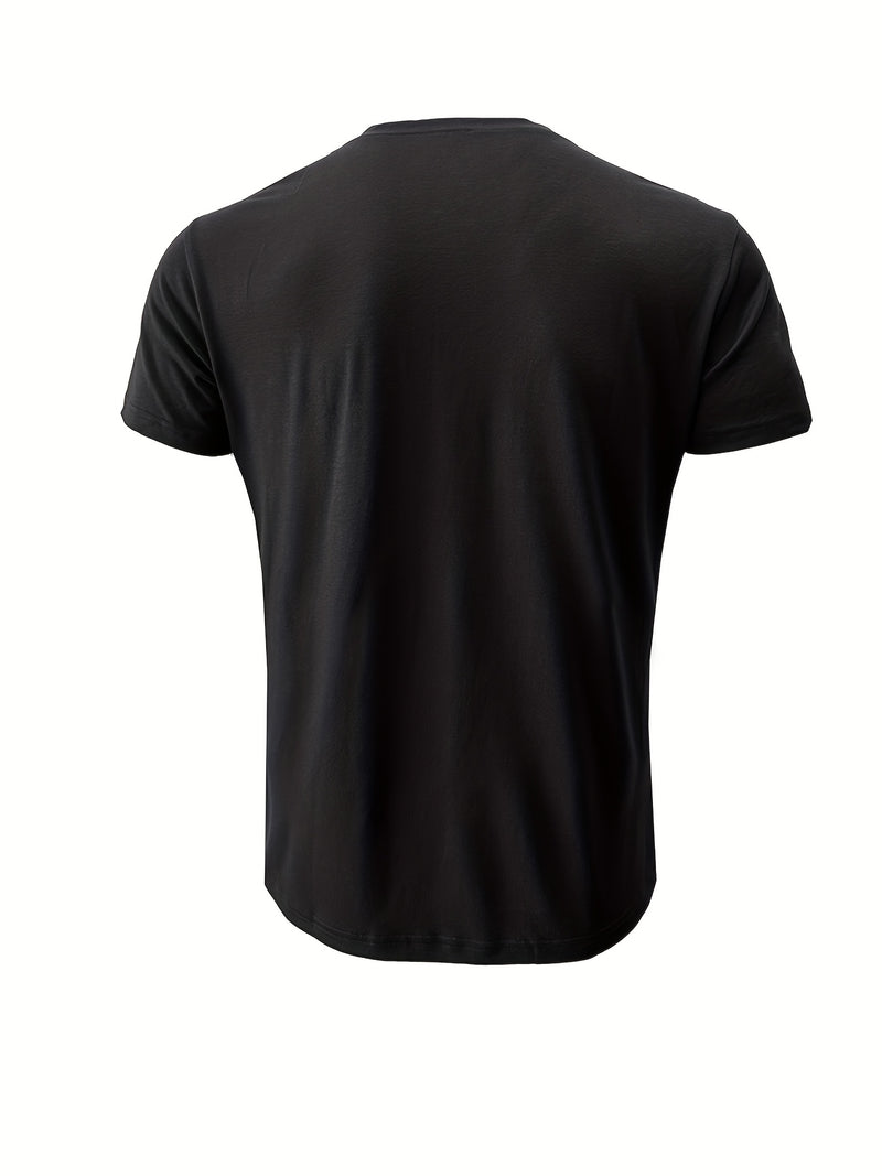 Men's Henley Round Neck Short Sleeve T-Shirt.