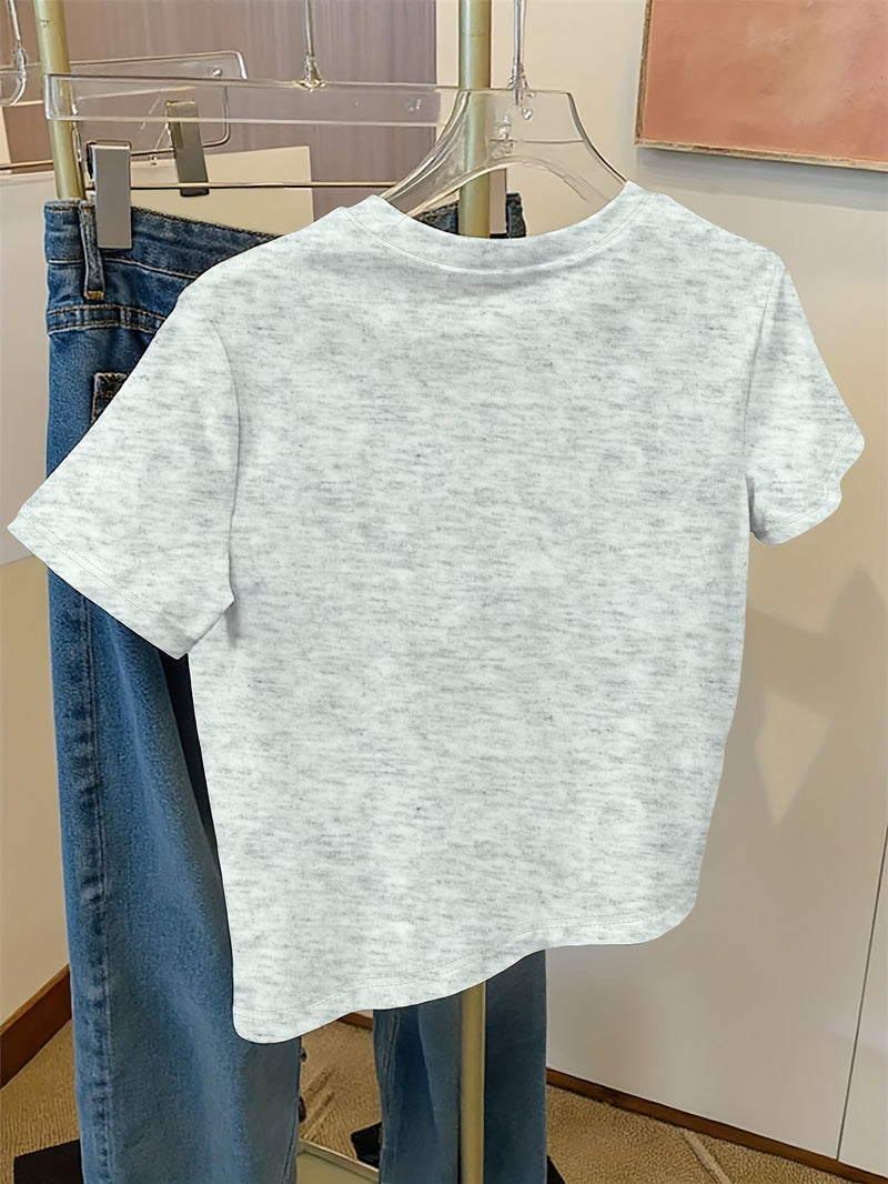 Women's Casual Home Printed Round Neck Pure Short Sleeve.