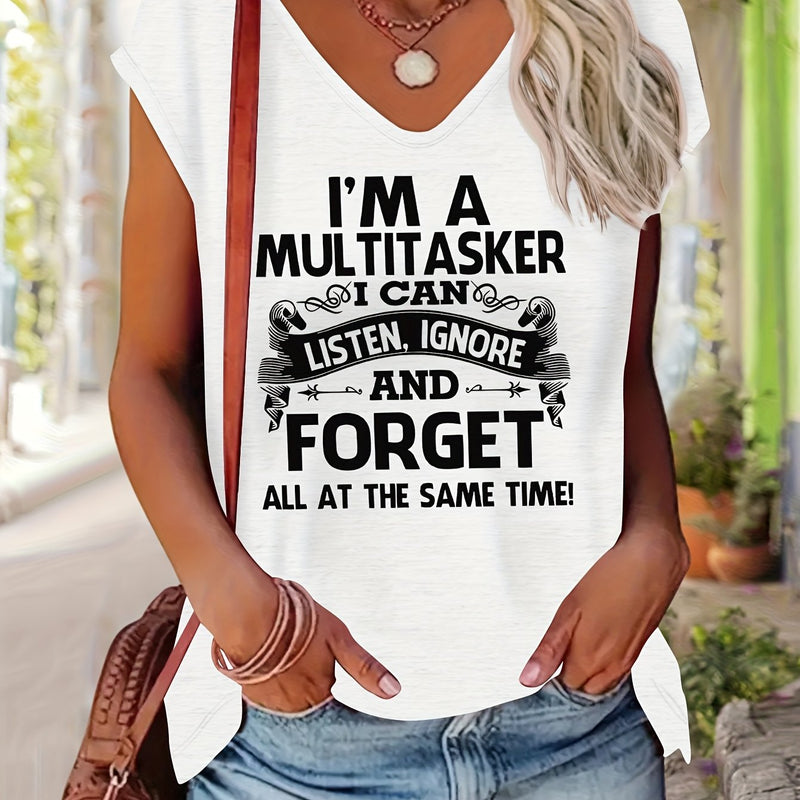 Women's Casual V-Neck Short Sleeve T-Shirt.